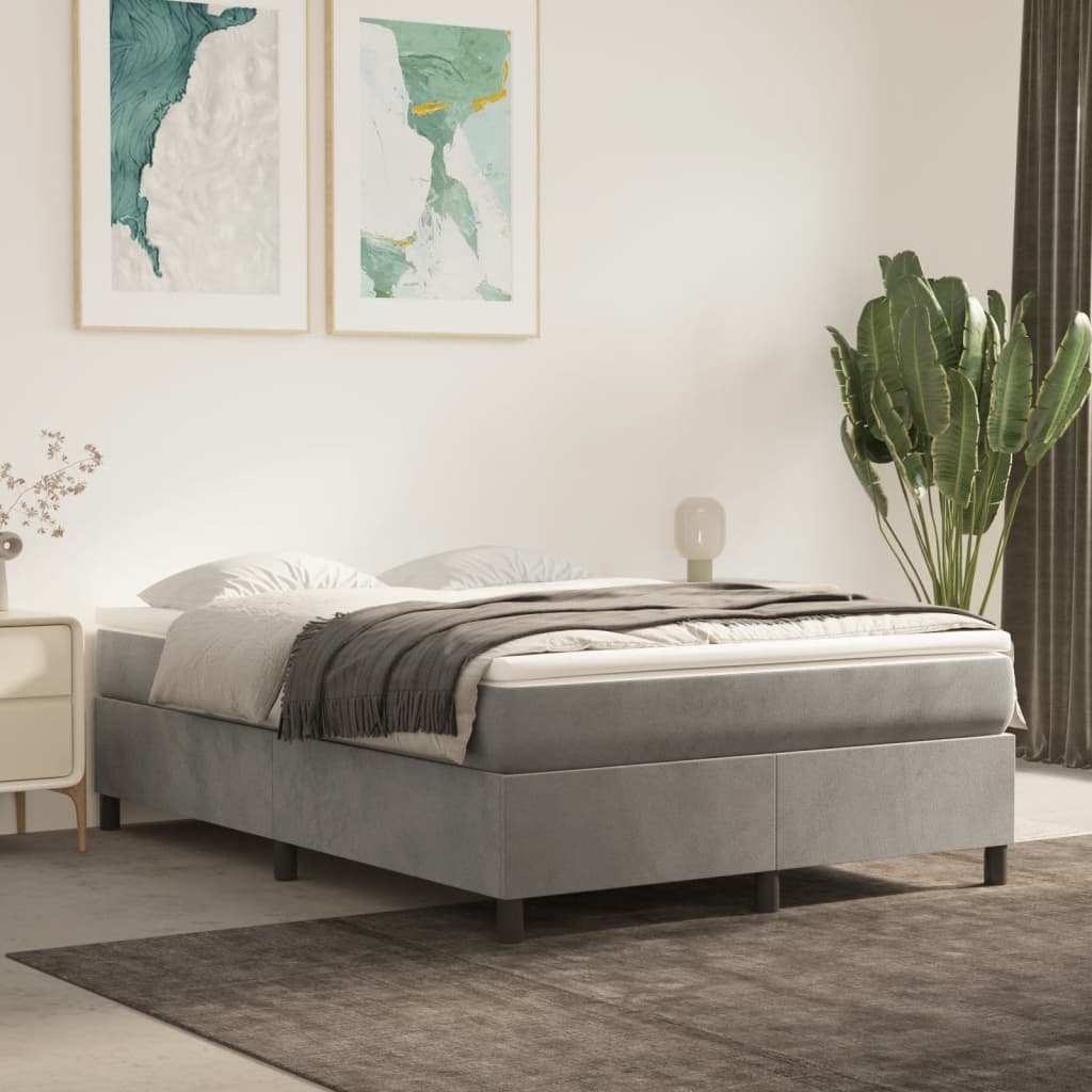 vidaXL Bettgestell ohne Matratze Hellgrau 140x190 cm Samt