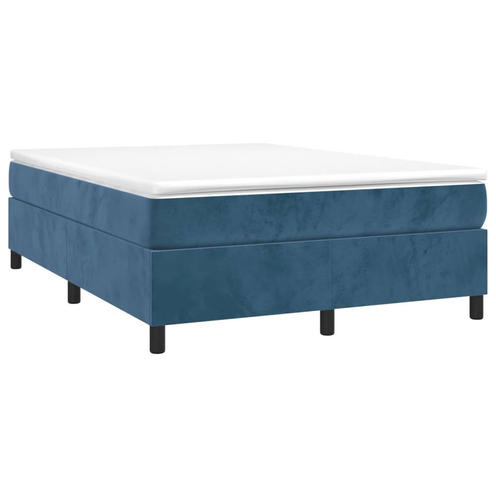 vidaXL Bedframe zonder matras 140x190 cm fluweel donkerblauw afbeelding
