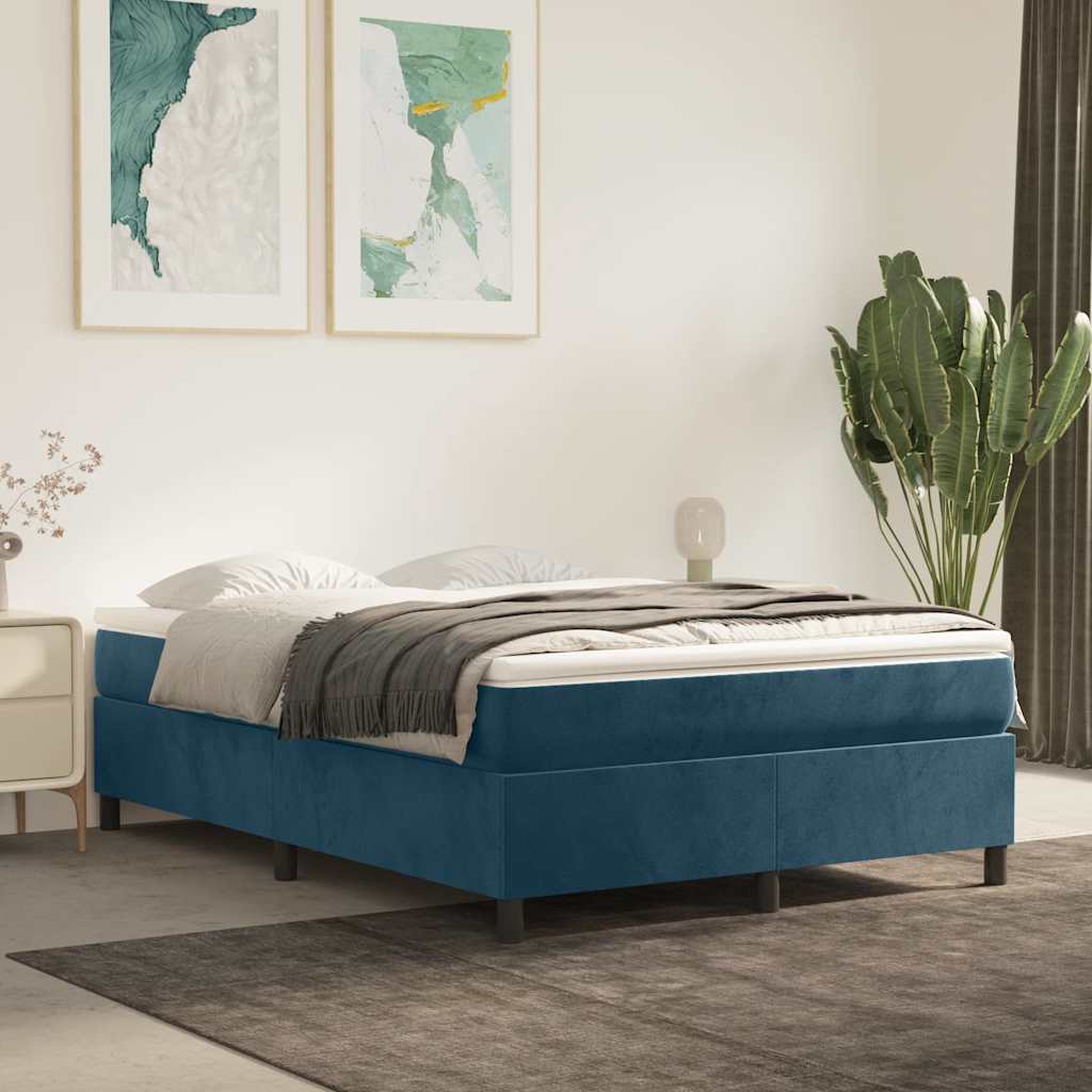 vidaXL Boxspringbettgestell Dunkelblau 140x190 cm Samt