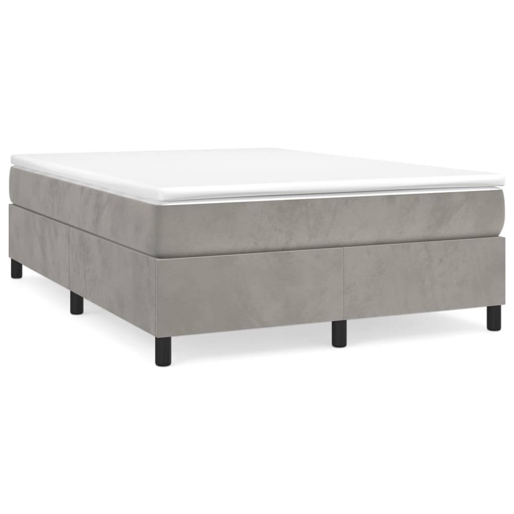 VidaXL Boxspring Bed 140x200 Cm Fluweel Lichtgrijs