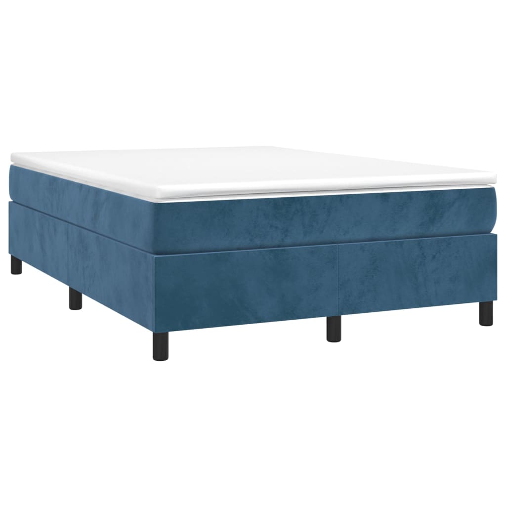 vidaXL Bedframe zonder matras 140x200 cm fluweel donkerblauw afbeelding
