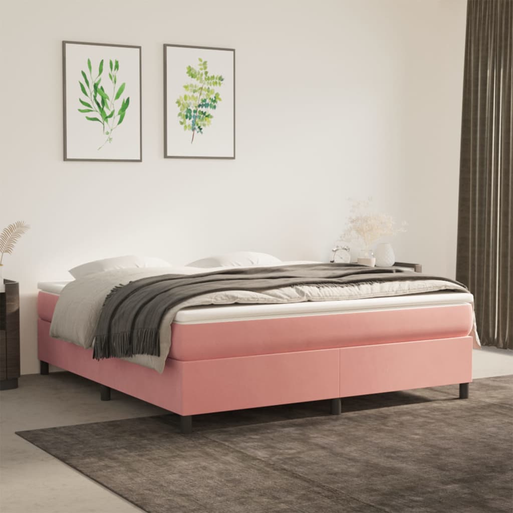 Box spring postel růžová 160 x 200 cm samet