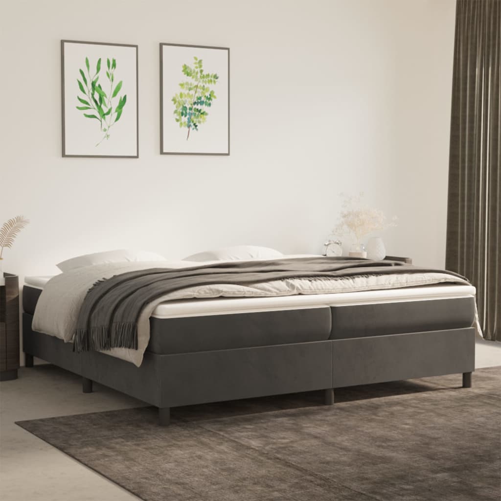 Boxspringbett Dunkelgrau 200×200 cm Samt