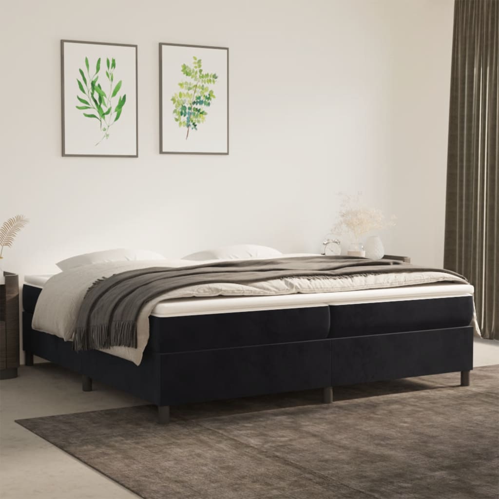 vidaXL Cadru de pat box spring, negru, 200x200 cm, catifea