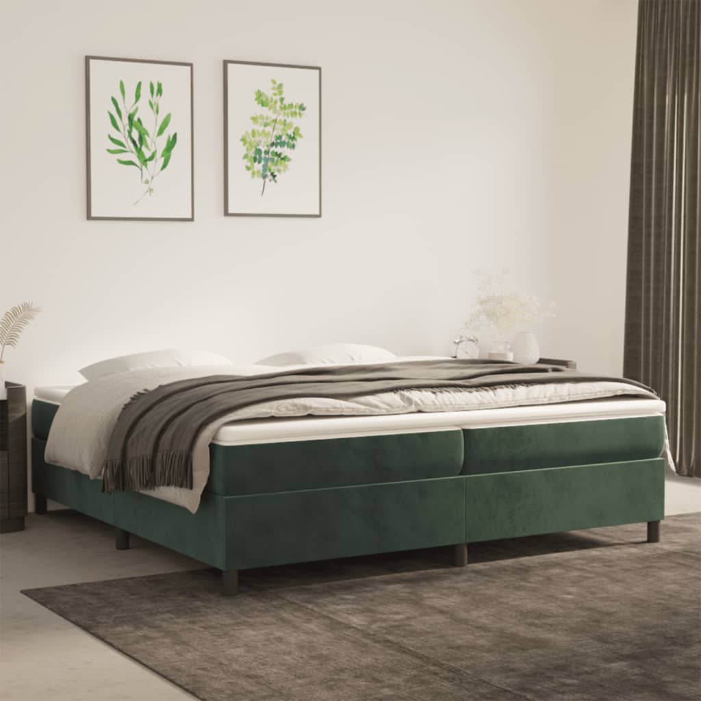 vidaXL Cadru de pat box spring, verde închis, 200x200 cm, catifea