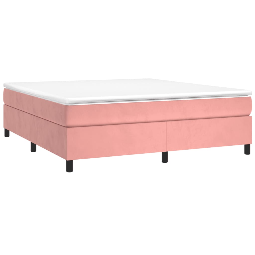 rózsaszín bársony rugós ágykeret 200x200 cm