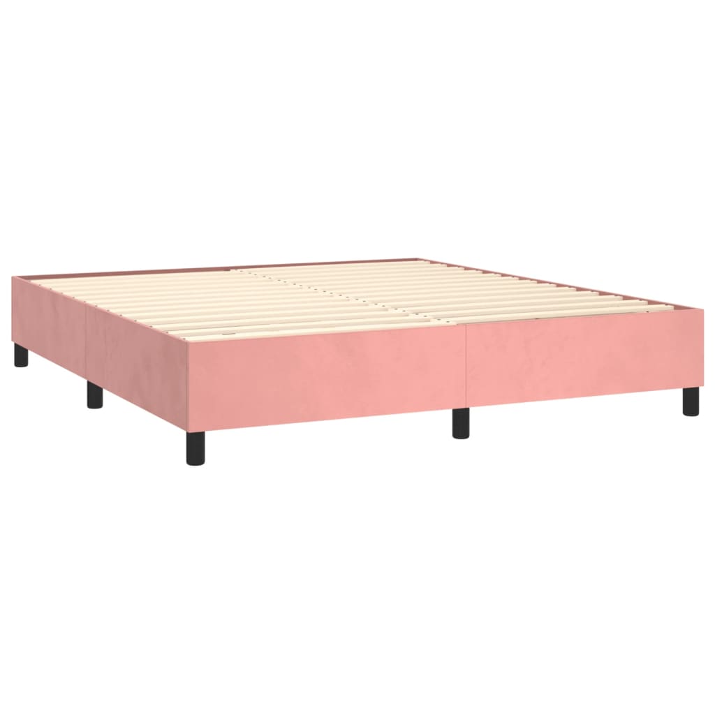 rózsaszín bársony rugós ágykeret 200x200 cm