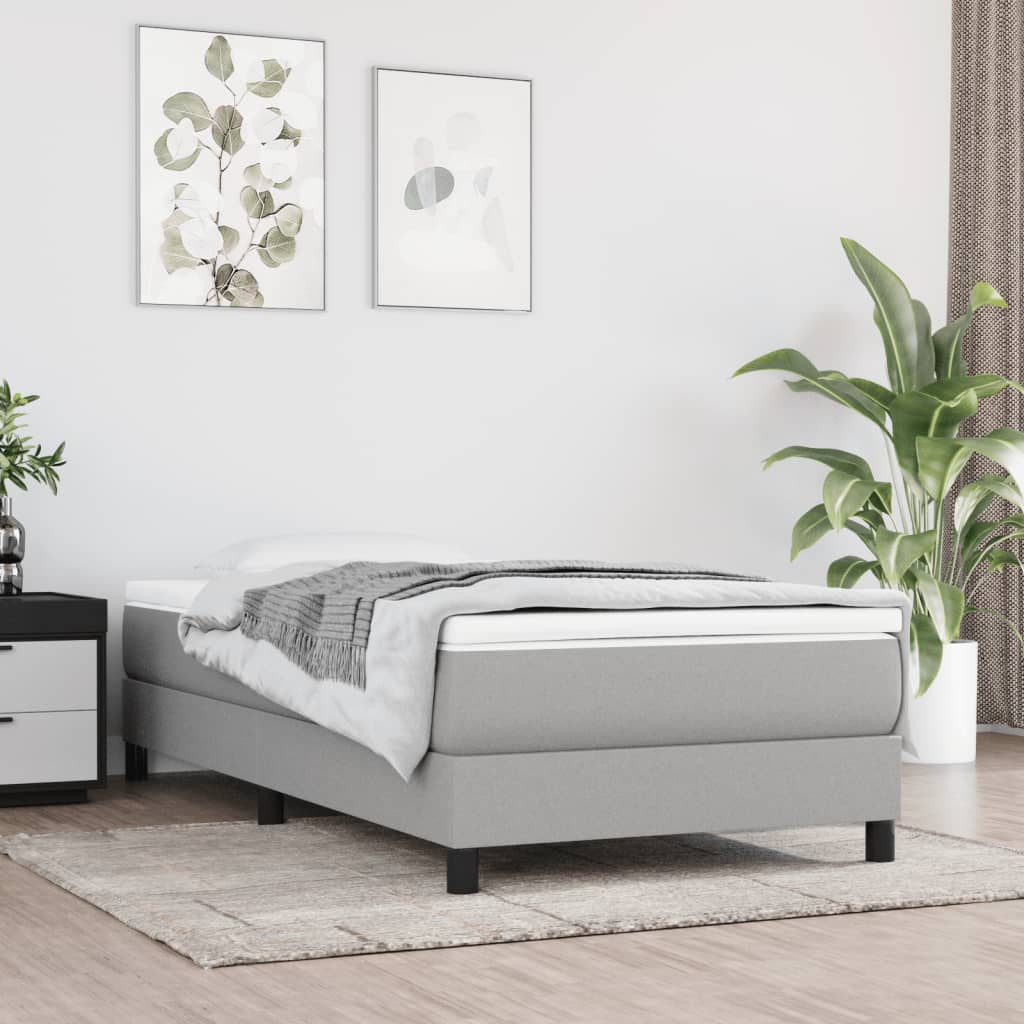 vidaXL Sengeramme boksfjær lysegrå 90x190 cm 3FT Single stoff