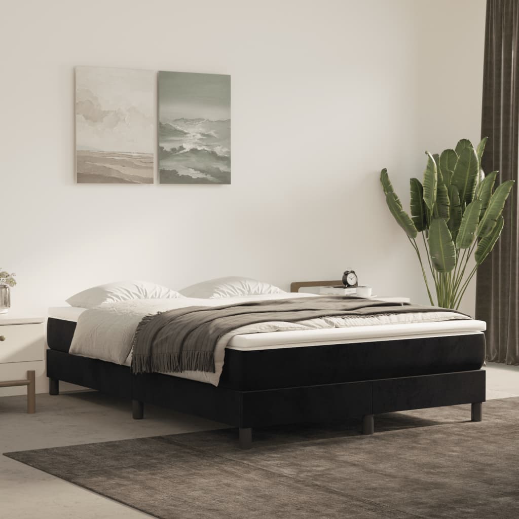 vidaXL Jousirunkopatja musta 135x190 cm Double sametti