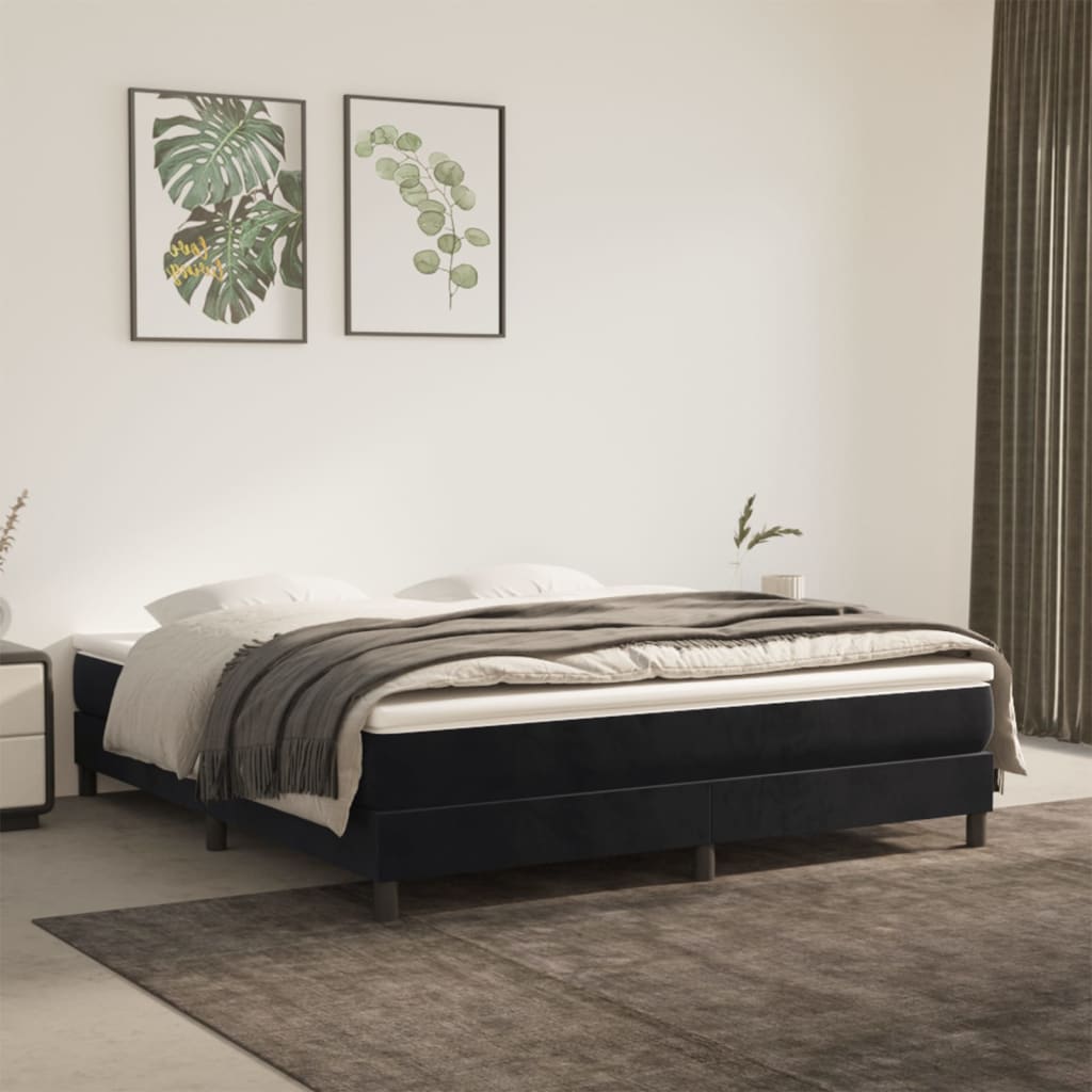 vidaXL Jousirunkopatja musta 180x200 cm Super King sametti