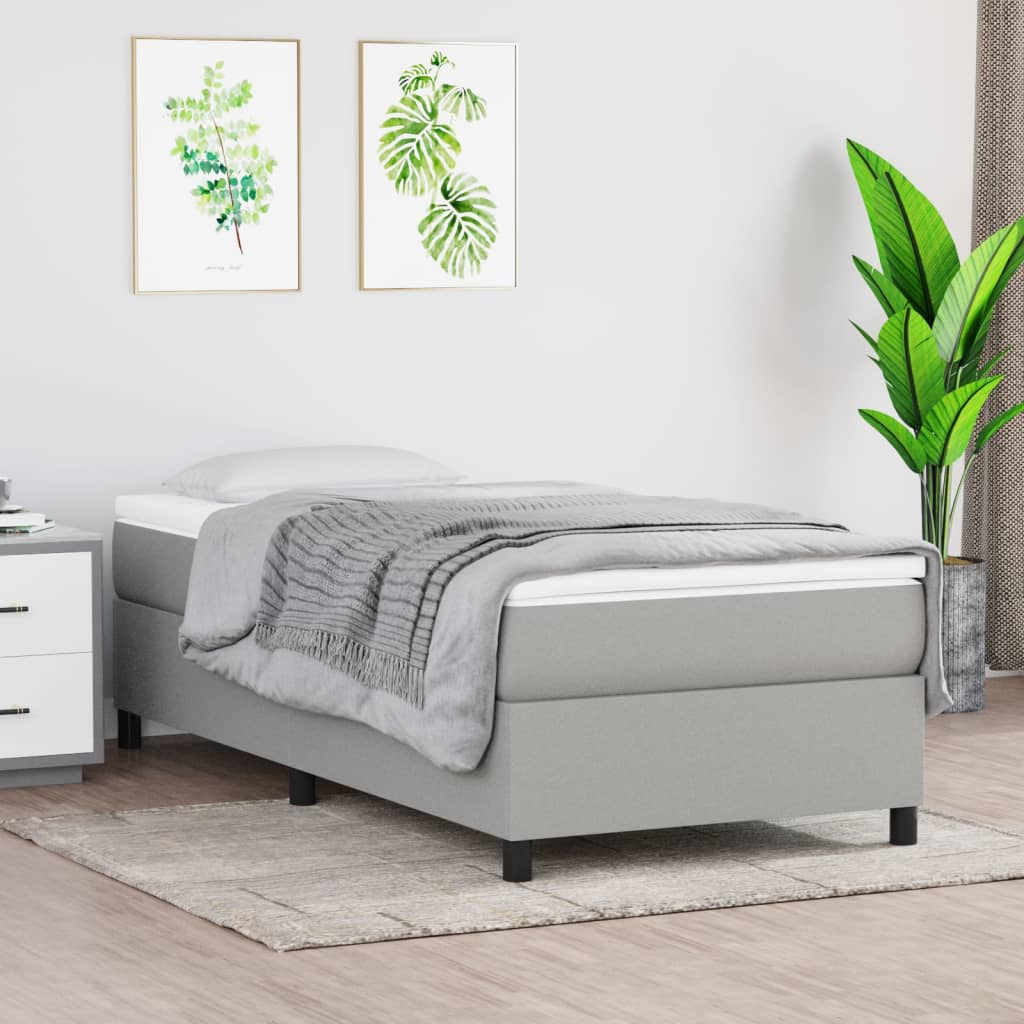 vidaXL Sengeramme lysegrå 90x190 cm Single stoff