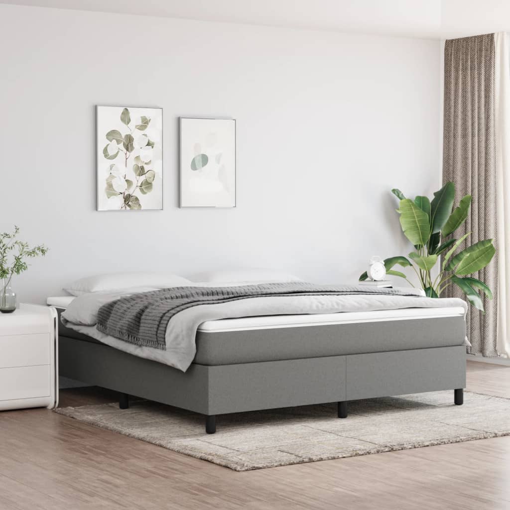 vidaXL Jousirunkopatja tummanharmaa 180x200 cm Super King kangas