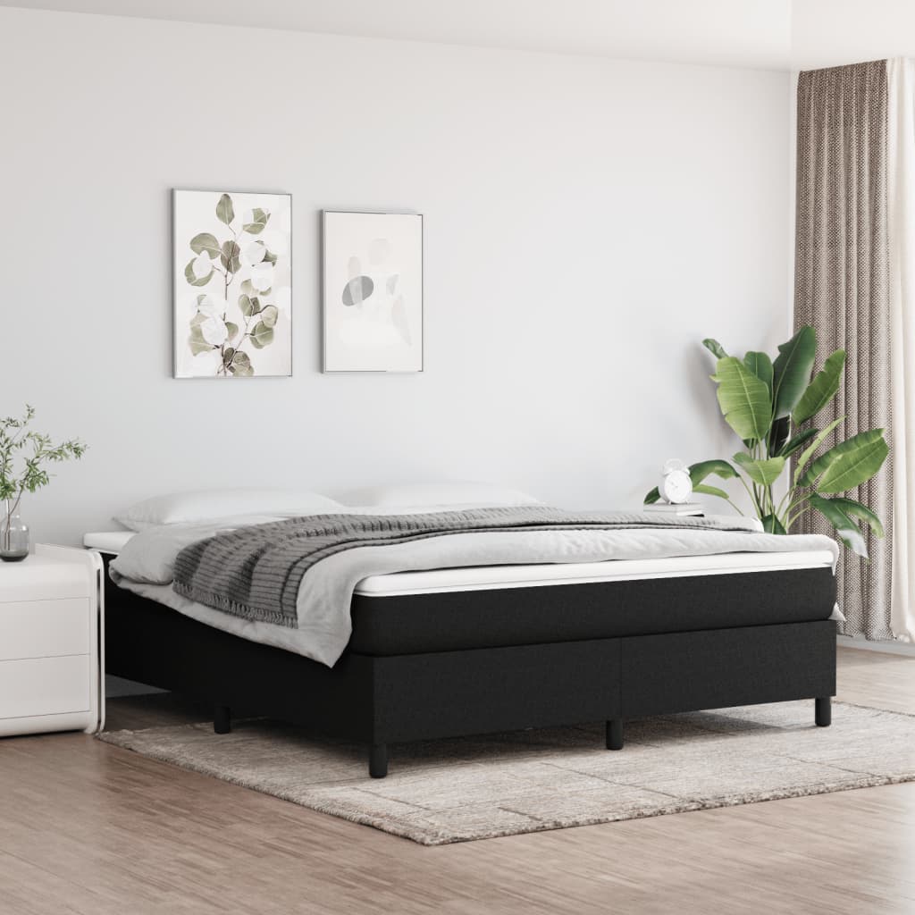 vidaXL Sengeramme boksfjær svart 180x200 cm Super King stoff