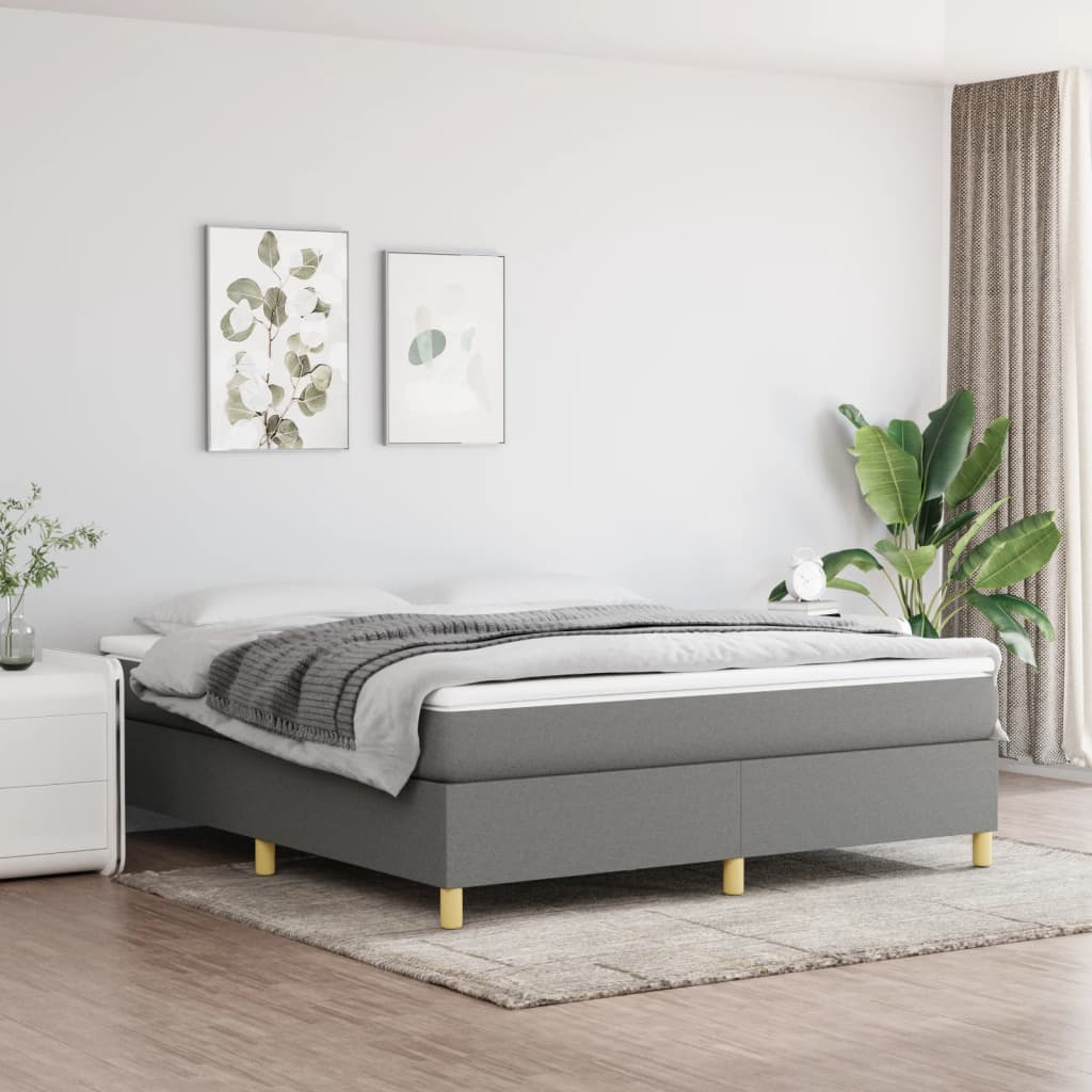 vidaXL Jousirunkopatja tummanharmaa 180x200 cm Super King kangas
