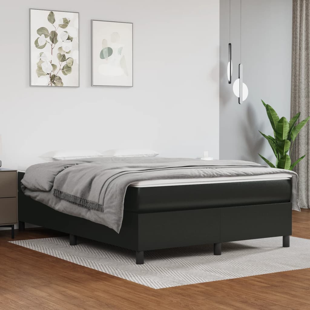 vidaXL Jousirunkopatja musta 135x190 cm Double keinonahka