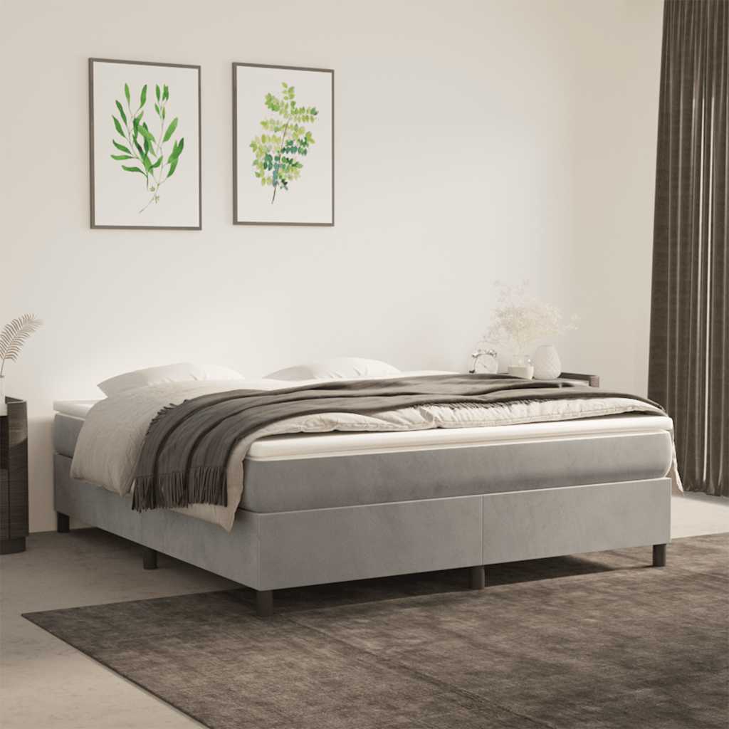 vidaXL Jousirunkopatja vaaleanharmaa 180x200 cm Super King sametti