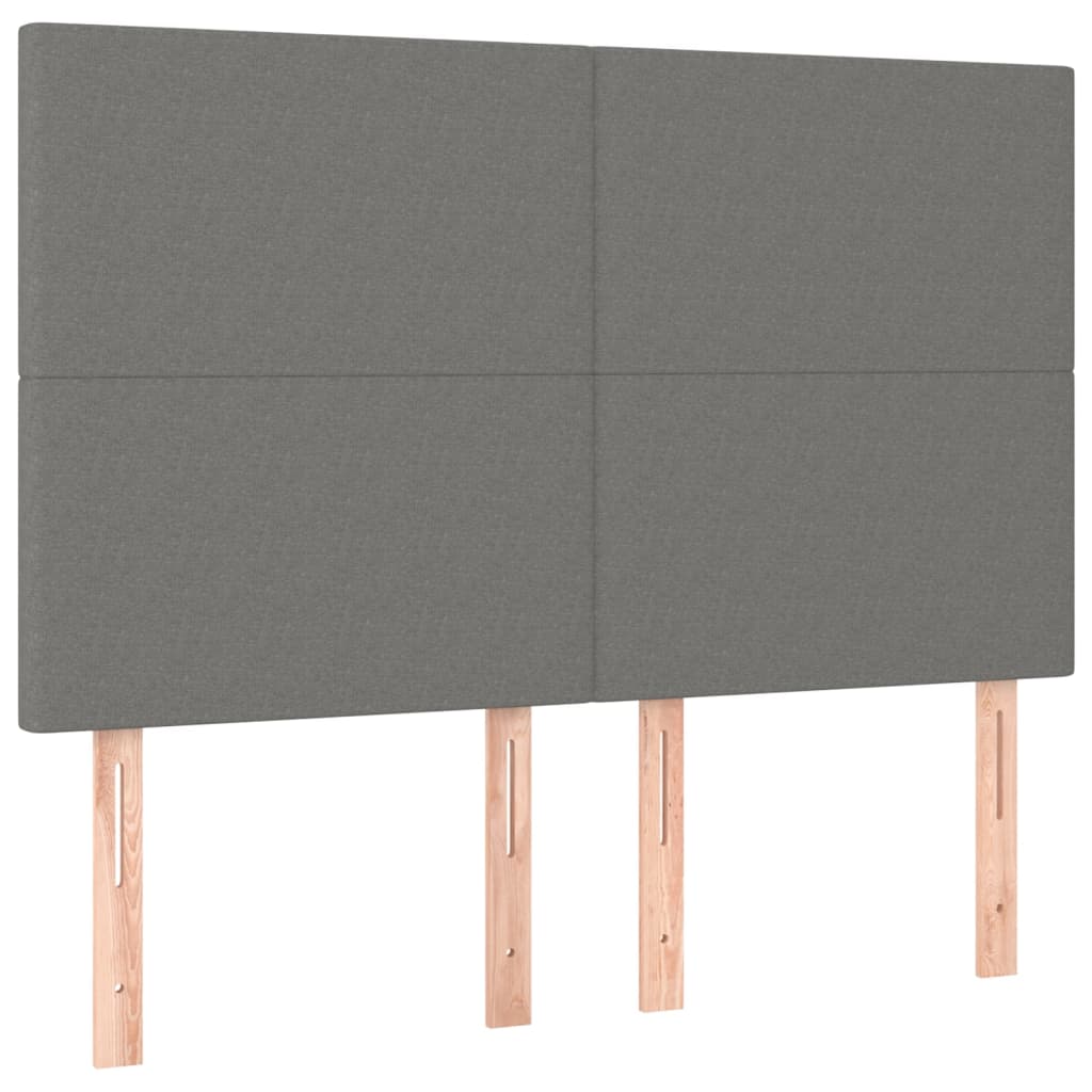 vidaXL Čela postele 4 ks tmavě šedá 72 x 5 x 78/88 cm textil