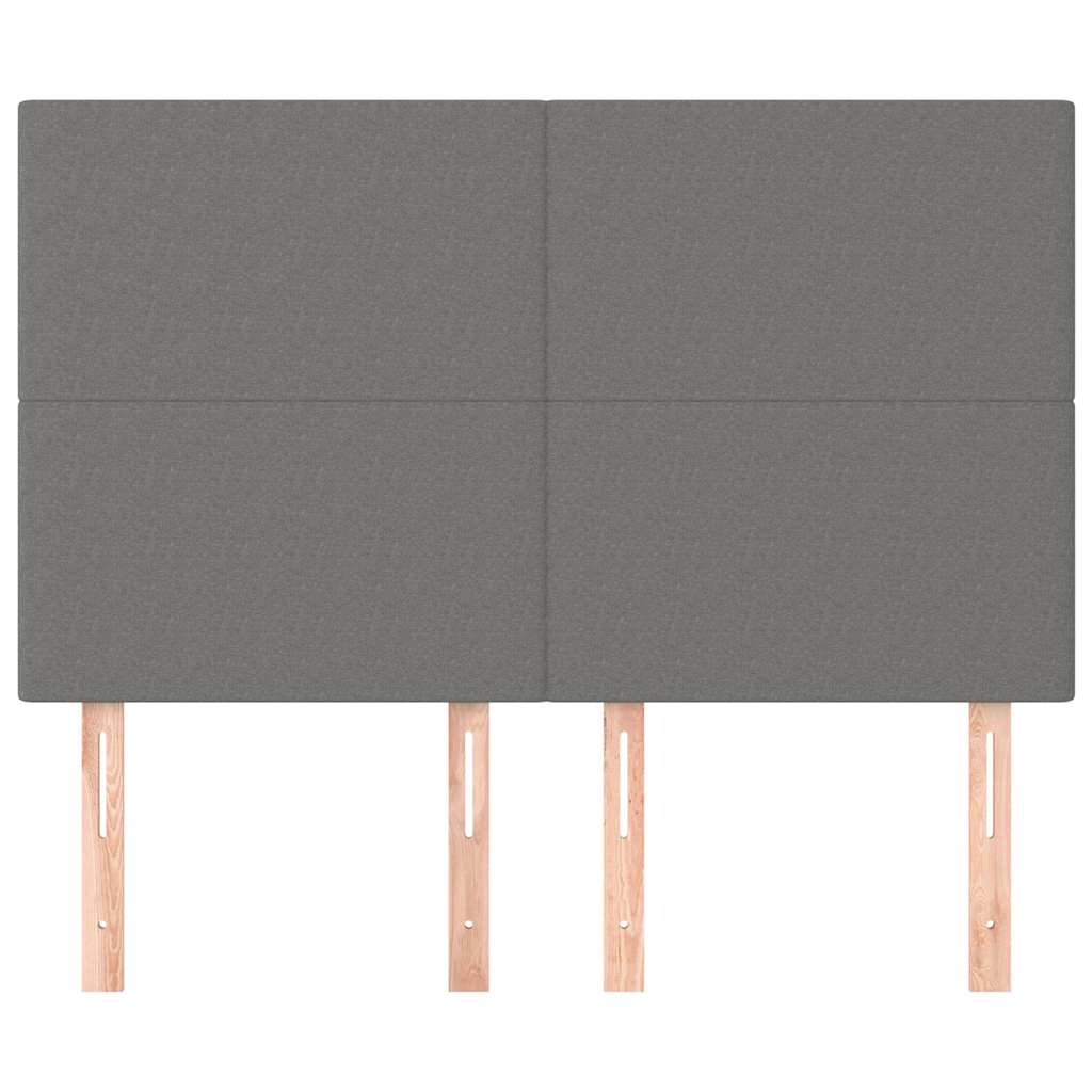 vidaXL Hoofdbord donkergrijs 144x5x118/128 cm Stof grijs, foto 2