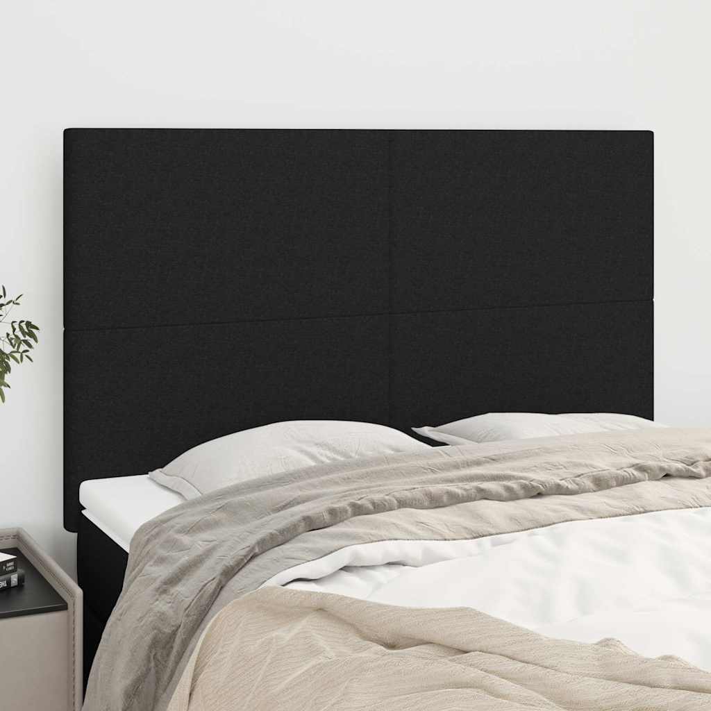 Sengegavl i stof - sort 144×5×118/128 cm, justerbar