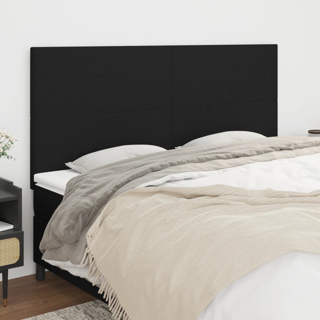 vidaXL Tăblii de pat, 4 buc, negru, 80x5x78/88 cm, textil