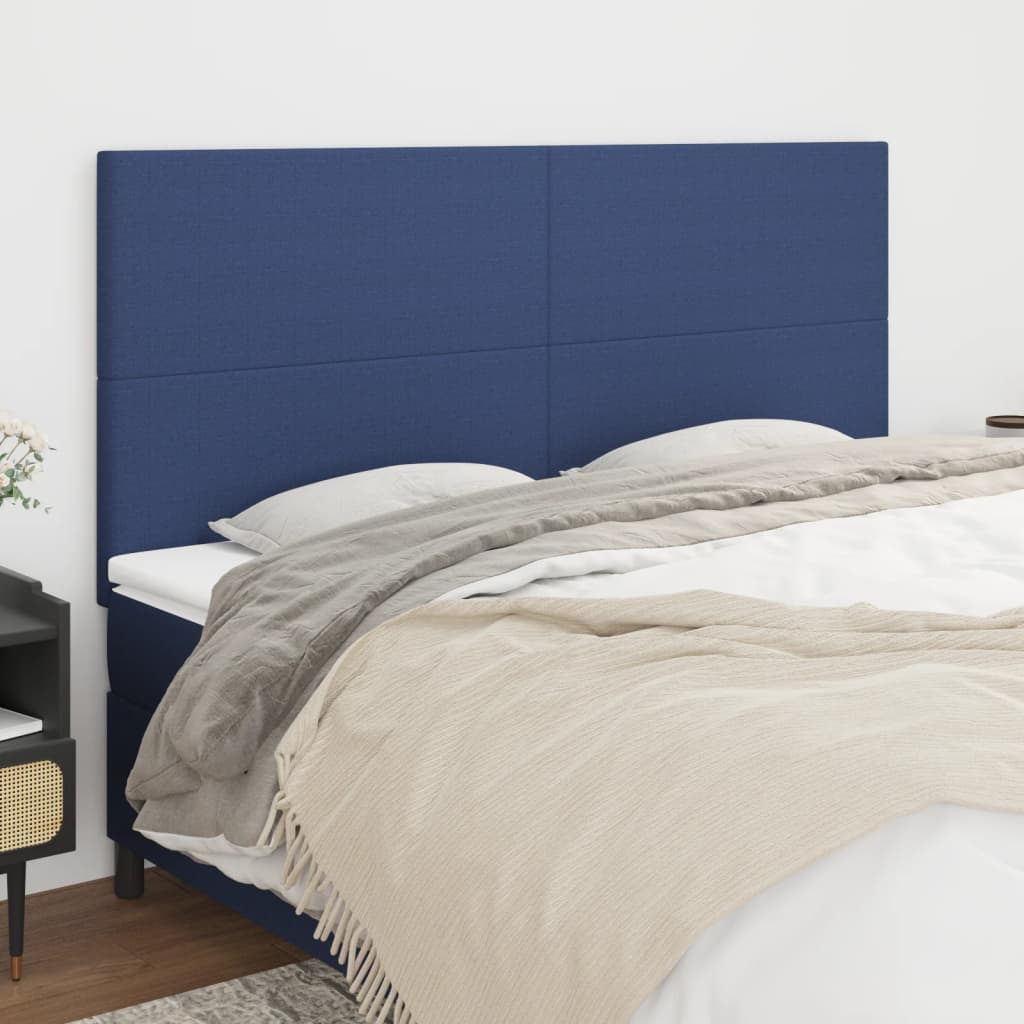 Čelo postele 4 ks modré 80 x 5 x 78/88 cm textil