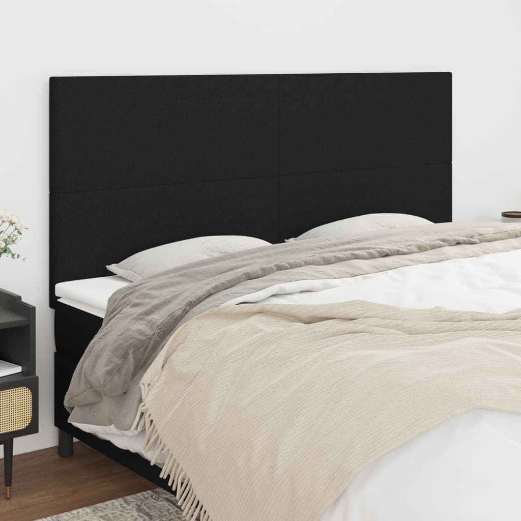 vidaXL Tăblii de pat, 4 buc, negru, 90x5x78/88 cm, textil