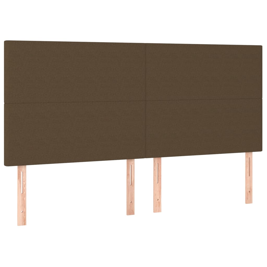 vidaXL Čelo postele 4 ks tmavě hnědé 100x5x78/88 cm textil