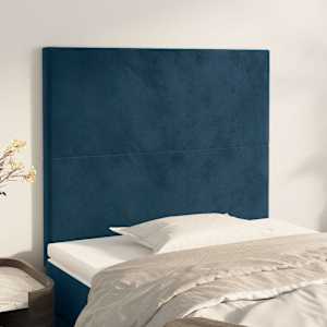 Vzglavje postelje temno modro 80x5x118/128 cm žametno