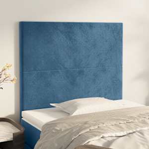Vzglavje postelje temno modro 100x5x118/128 cm žametno