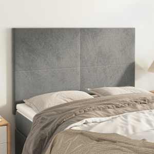 Čelo postele světle šedé 144x5x118/128 cm sametové - obrázek 1