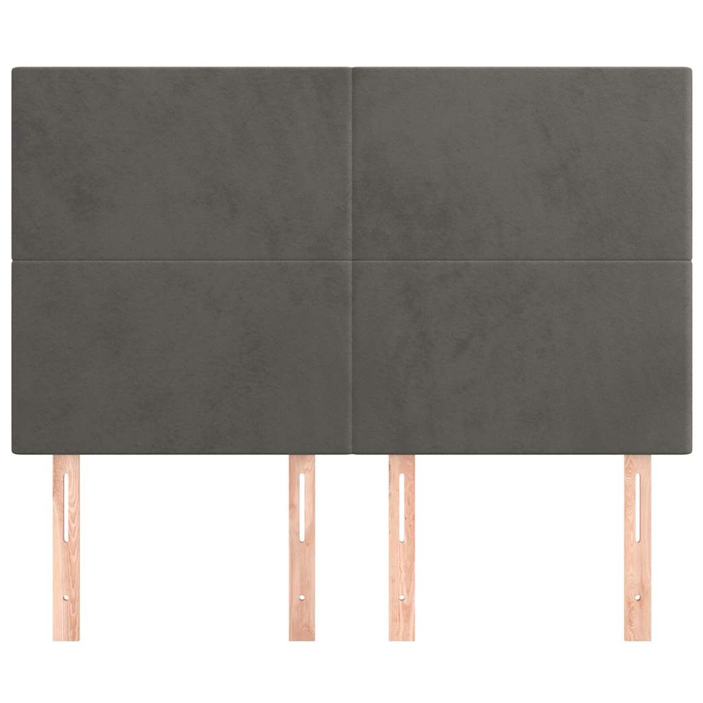 vidaXL Hoofdbord donkergrijs 144x5x118/128 cm Fluweel grijs, foto 2