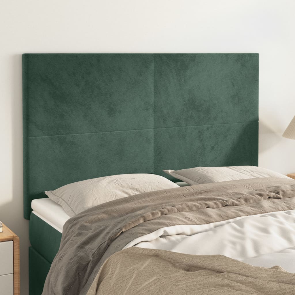 vidaXL Kopfteil Dunkelgrün 144x5x118/128 cm Samt