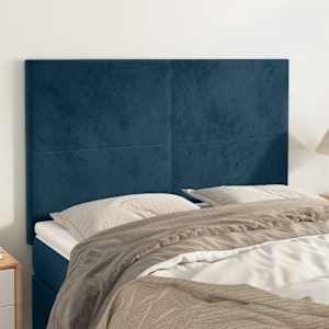 Čelo postele tmavě modré 144x5x118/128 cm sametové - obrázek 1