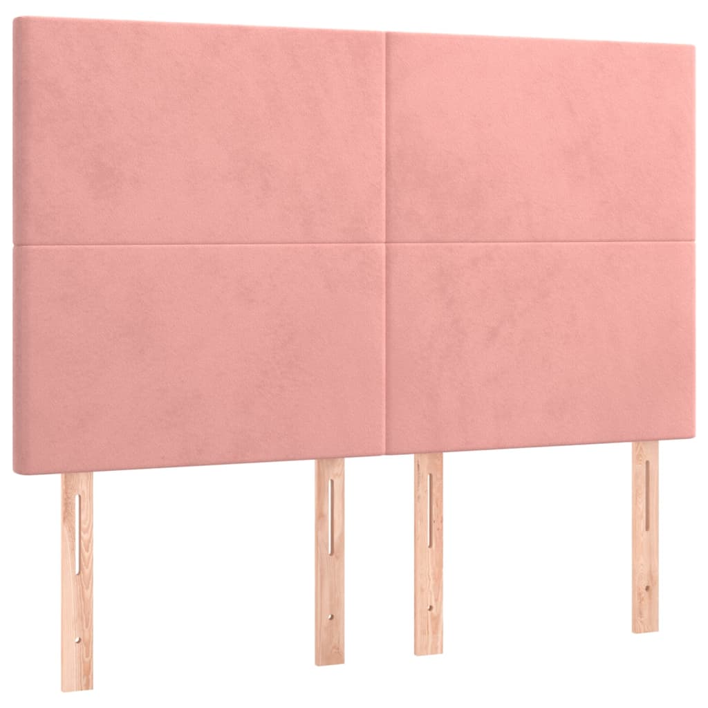 vidaXL Čelo postele 4 ks růžové 72x5x78/88 cm samet