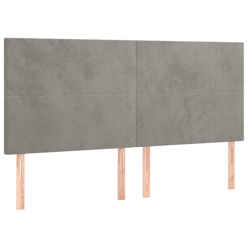 vidaXL Čela postele 4 ks světle šedá 80x5x78/88 cm samet