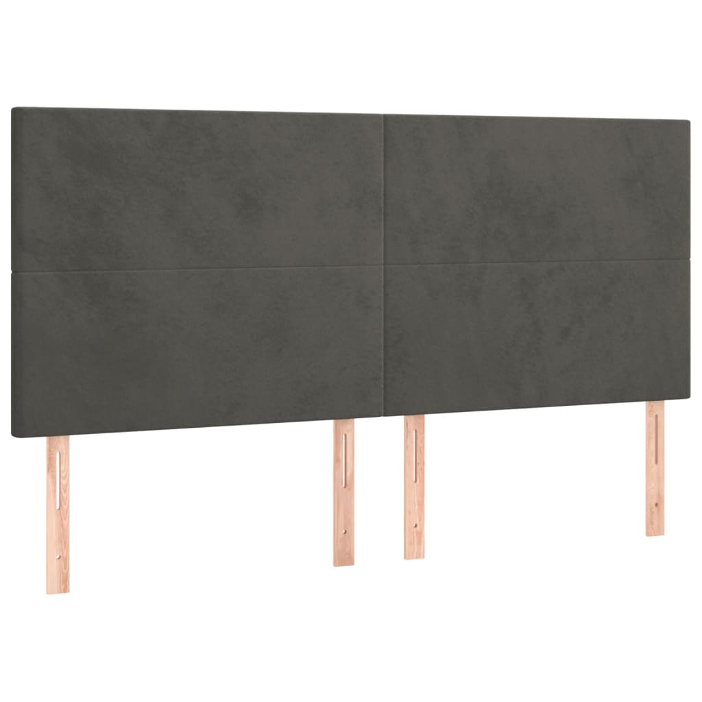 vidaXL Čelo postele 4 ks tmavě šedé 80 x 5 x 78/88 cm samet
