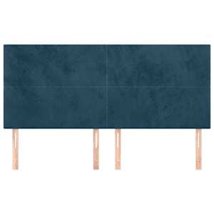 Čelo postele tmavě modré 160x5x118/128 cm sametové - obrázek 3