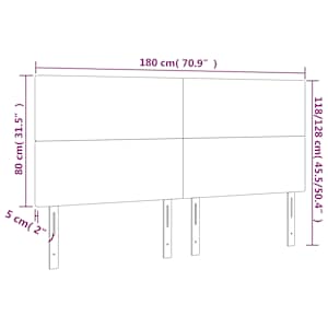Čelo postele světle šedé 180x5x118/128 cm sametové - obrázek 8