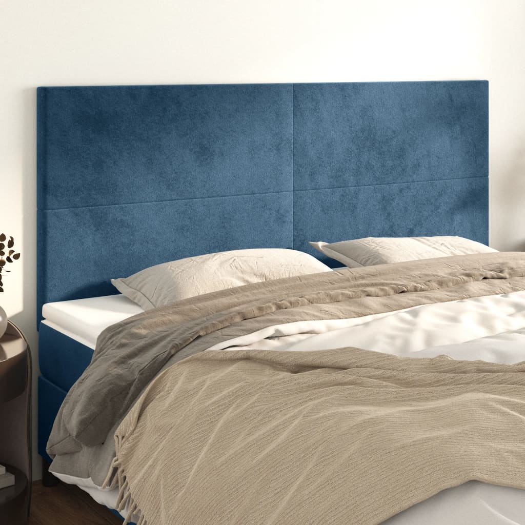 Čelo postele 4 ks tmavě modré 90x5x78/88 cm samet