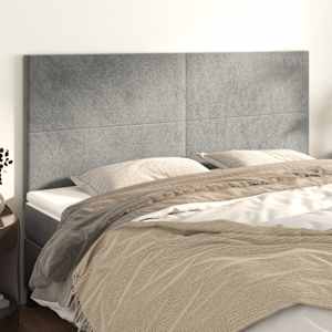 Čelo postele světle šedé 200 x 5 x 118/128 cm sametové - obrázek 1