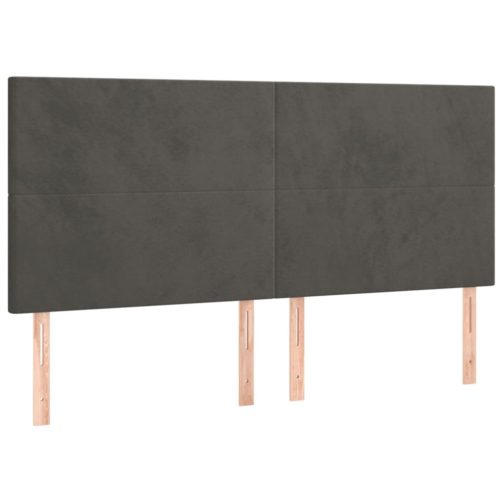vidaXL Čelo postele 4 ks tmavě šedé 100 x 5 x 78/88 cm samet