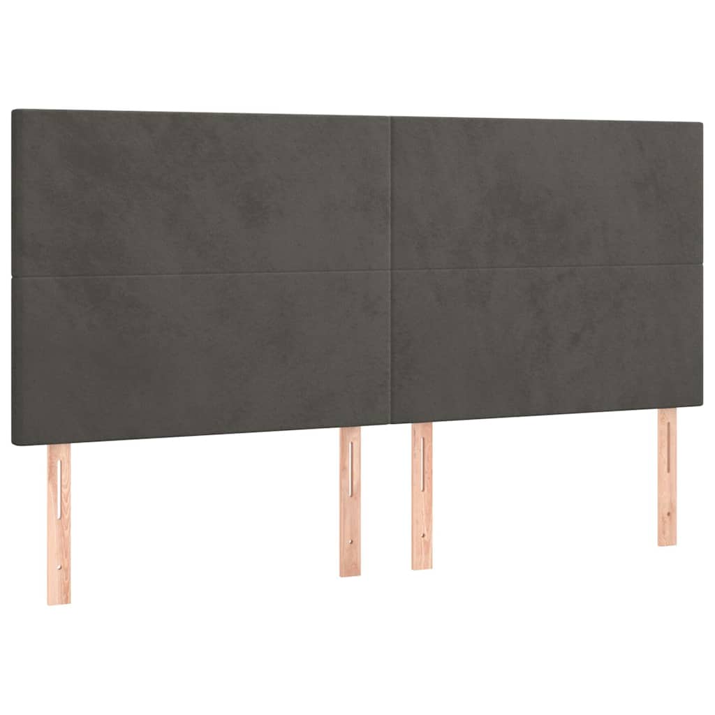 vidaXL Hoofdbord donkergrijs 200x5x118/128 cm Fluweel grijs, foto 3