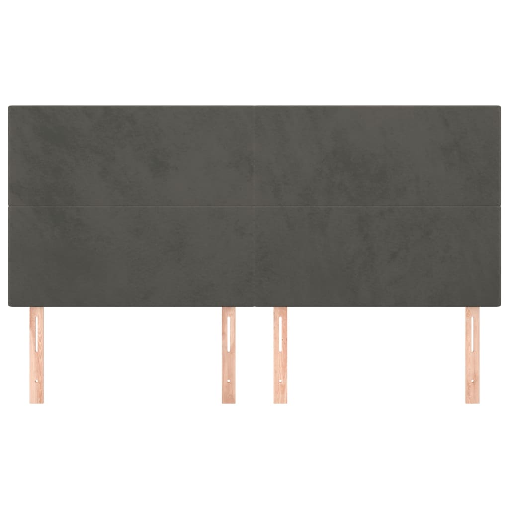 vidaXL Hoofdborden 4 st 100x5x78/88 cm fluweel donkergrijs afbeelding