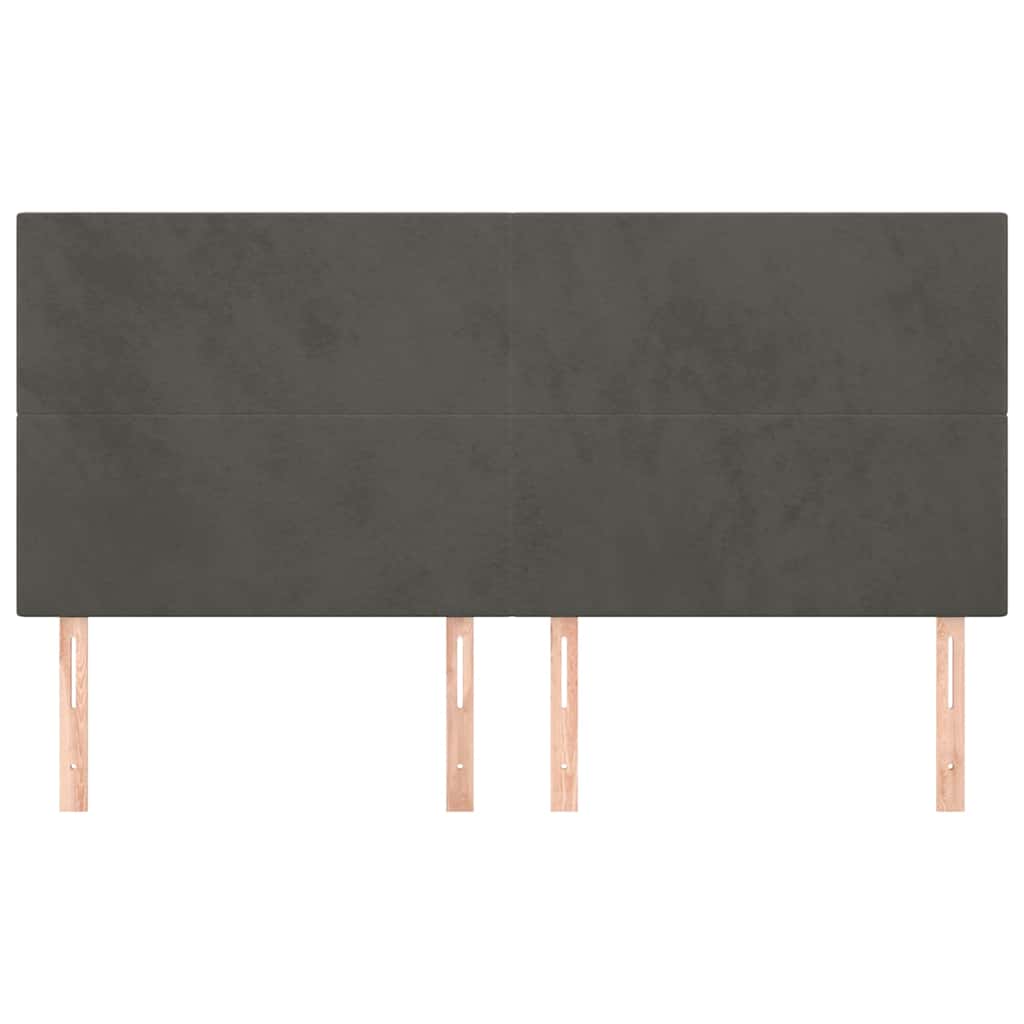 vidaXL Hoofdbord donkergrijs 200x5x118/128 cm Fluweel grijs, foto 2