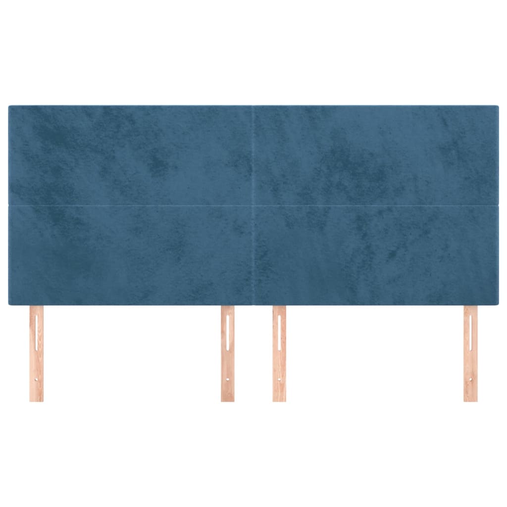 vidaXL Hoofdborden 4 st 100x5x78/88 cm fluweel donkerblauw afbeelding