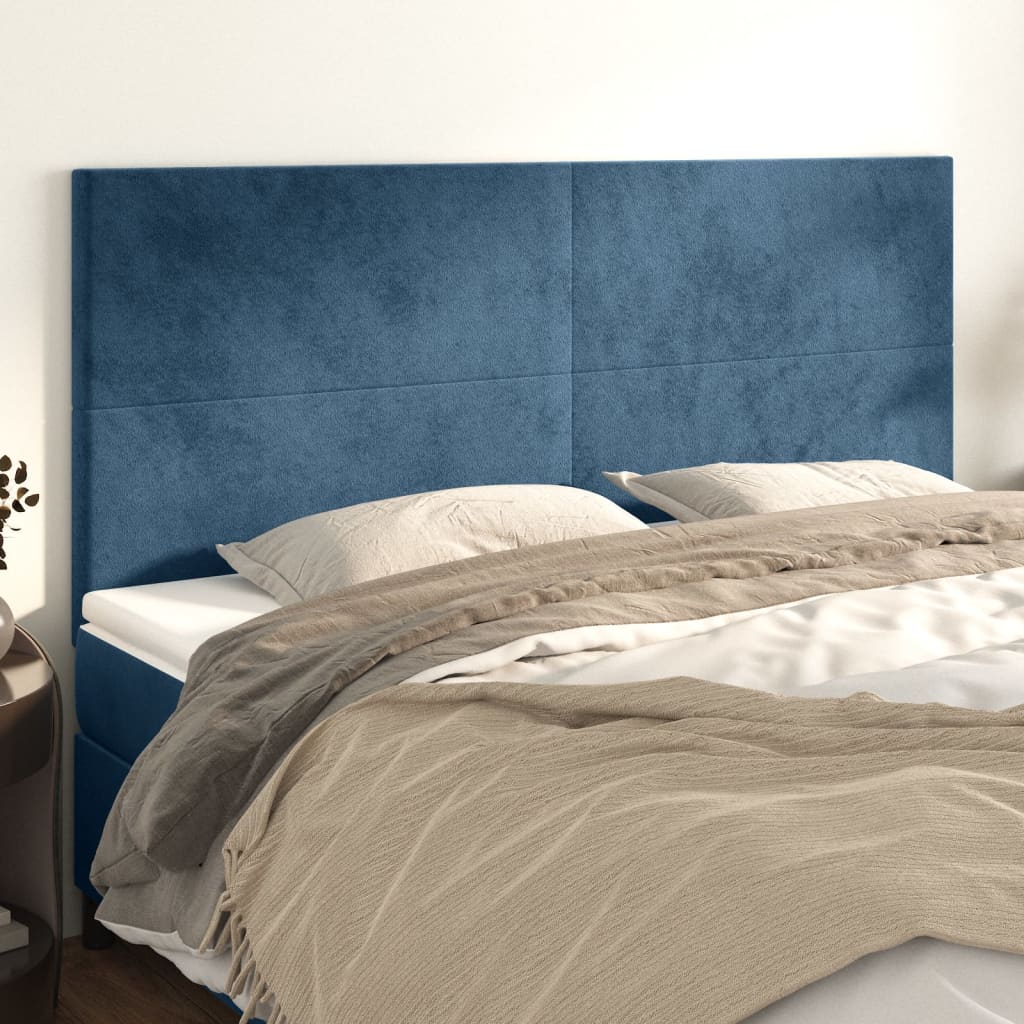 Čelo postele 4 ks tmavě modré 100x5x78/88 cm samet