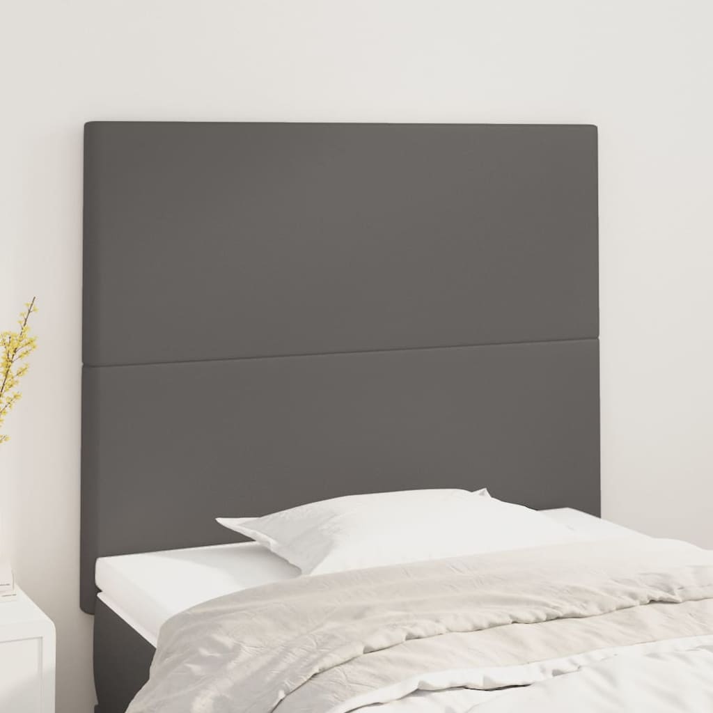 vidaXL Tăblii de pat, 2 buc, gri, 80x5x78/88 cm, piele ecologică