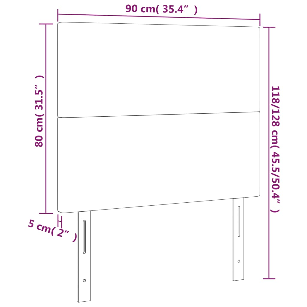 Tăblii de pat, 2 buc, alb, 90x5x78/88 cm, piele ecologică