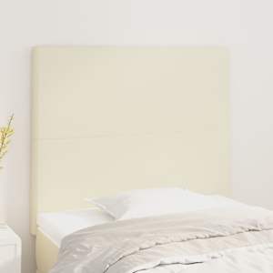 Vzglavje postelje kremne barve 90x5x118/128 cm umetno usnje