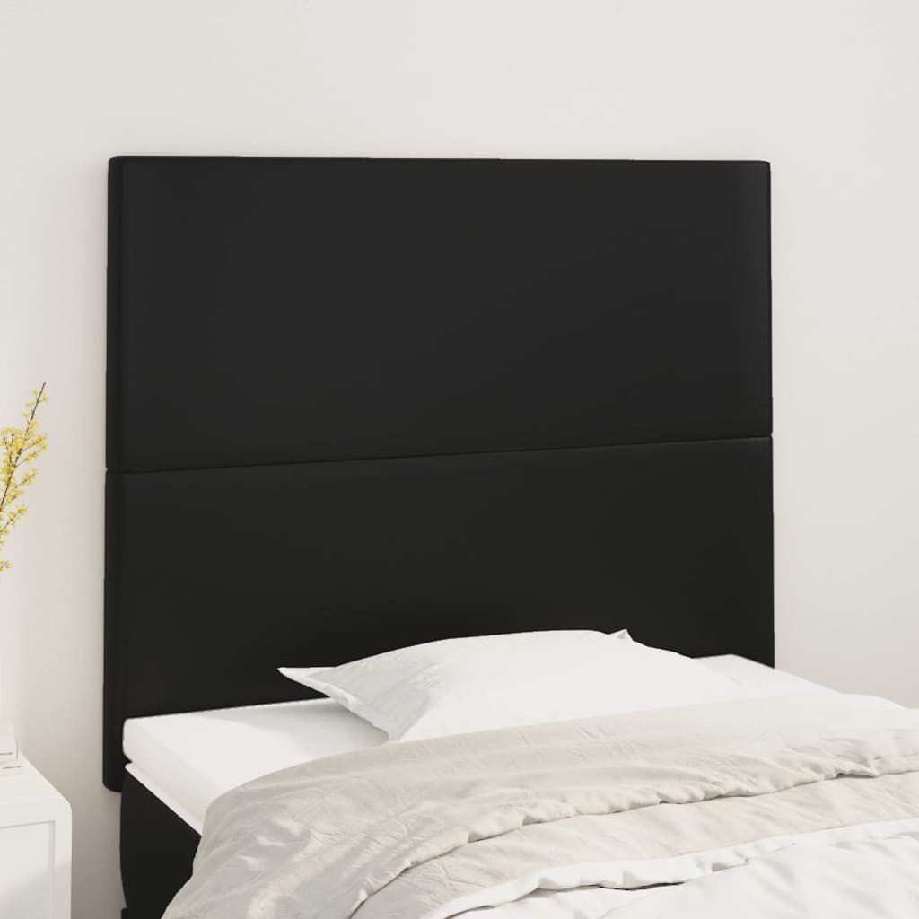 vidaXL Tăblii de pat, 2 buc, negru, 100x5x78/88 cm, piele ecologică